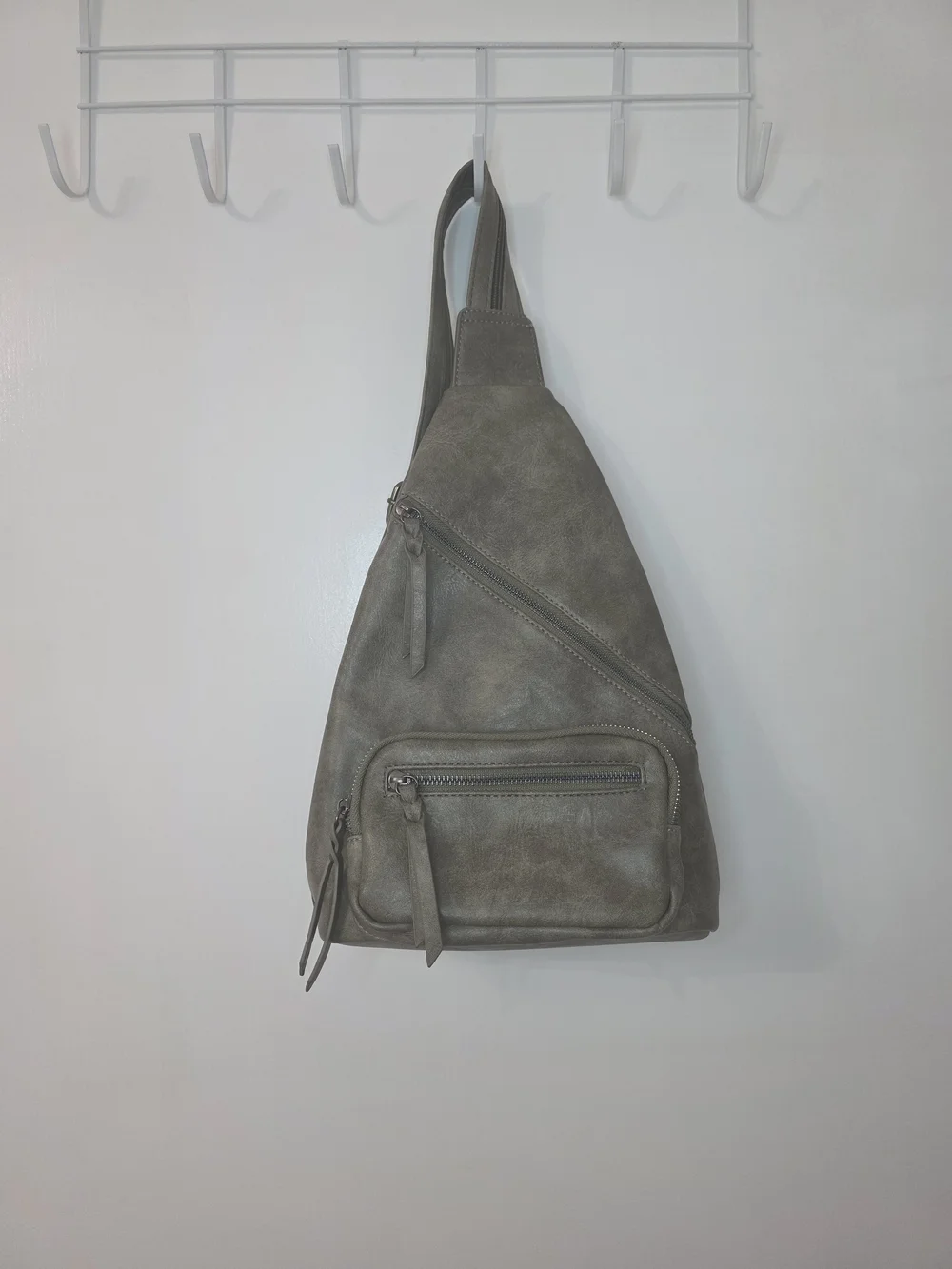 Womans Green Faux Leather Sling Backpack